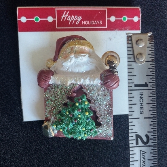 Jewelry - Santa Claus Brooch with Glittering Christmas Tree